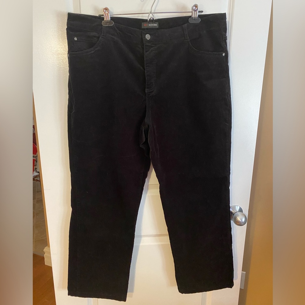 Jeanne Beker Black Pants Plus Size 18W Fine Corduroy Stretch
